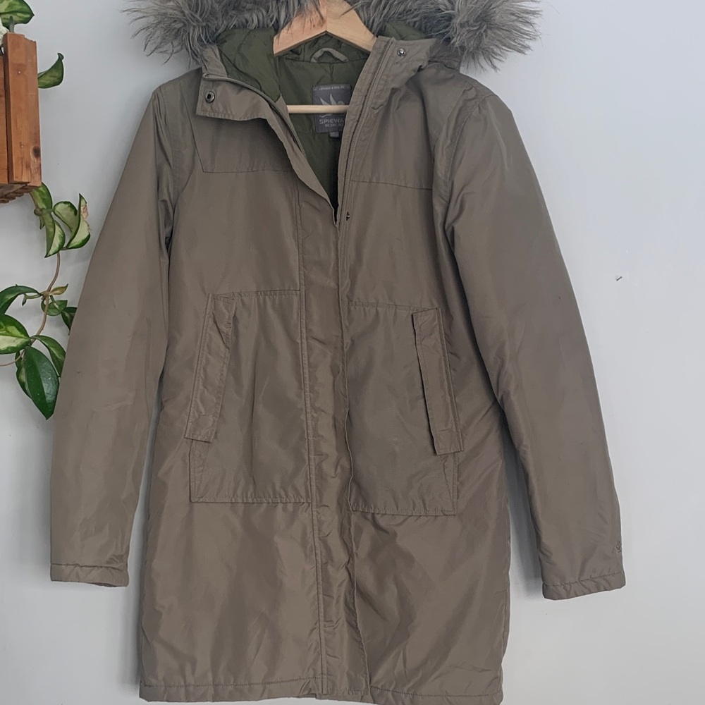 Spiewak Khaki Parka with Faux Fur Hood